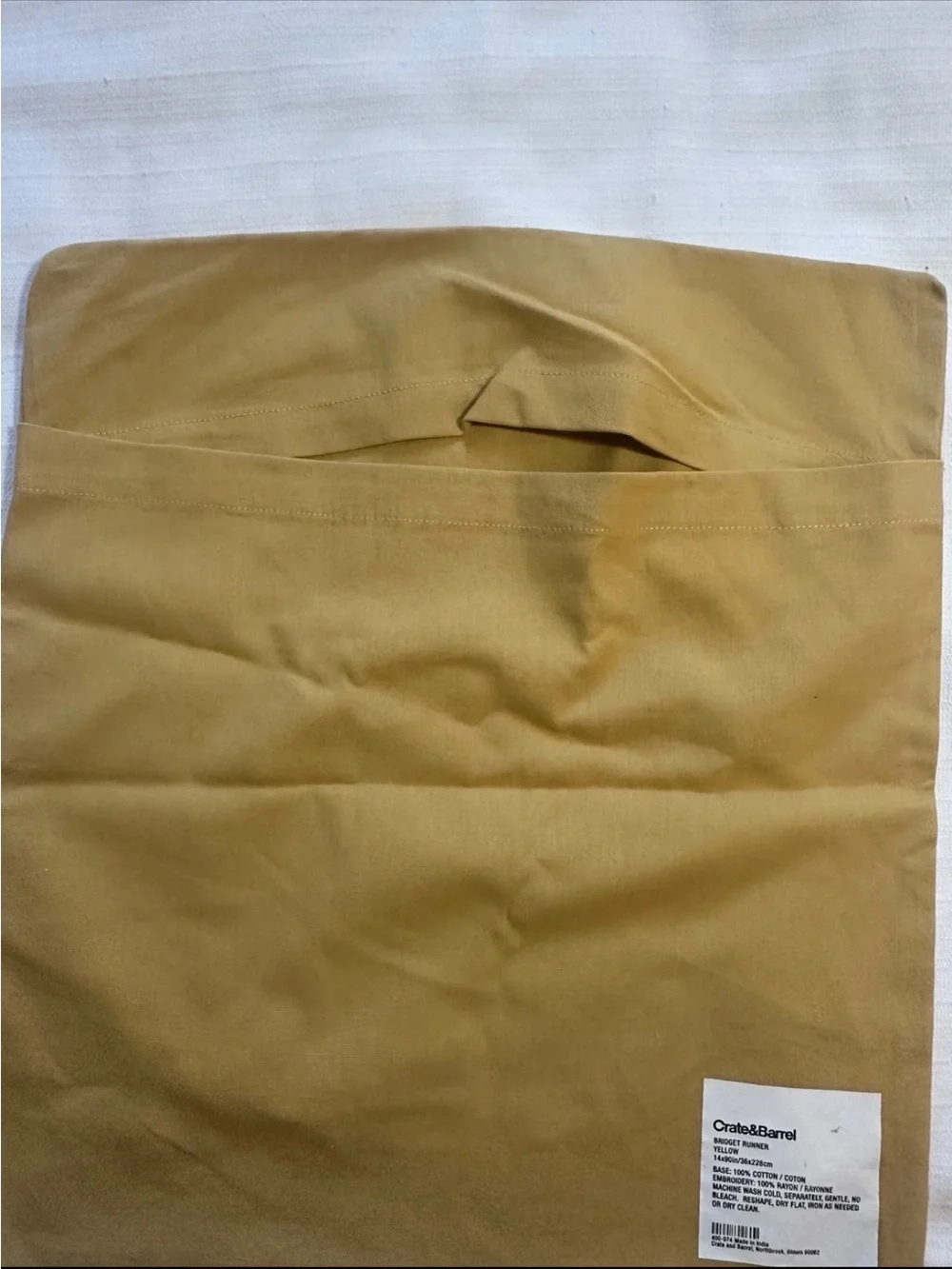 Crate & Barrel Cotton Pillow Cover Yellow Gold Embroidered Flower New 16x14